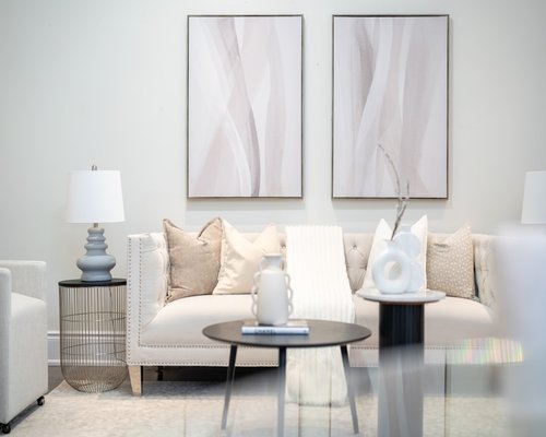 A calm room interior showing a balanced living space